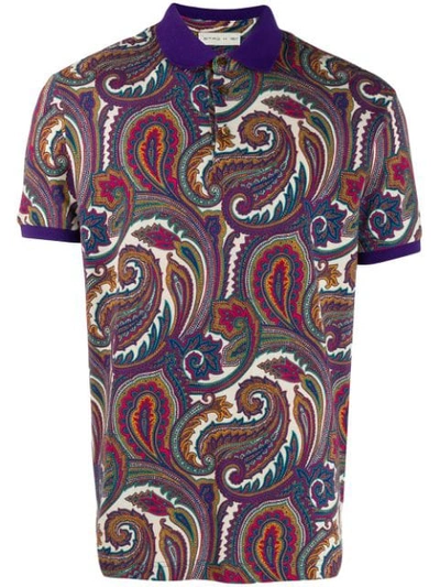 Etro Paisley Patterned Polo Shirt In 紫色