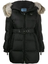 Prada Down Jacket Nylon/fur In Black