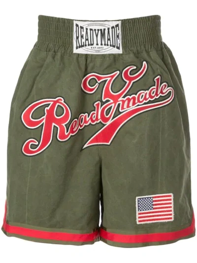 Readymade Embroidered Logo Boxing Shorts In Green