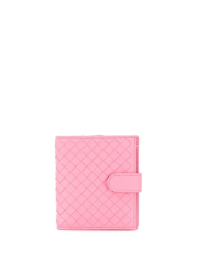 Bottega Veneta Folded Woven Wallet In Pink