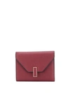 Valextra Folding Pebbled Wallet In Red
