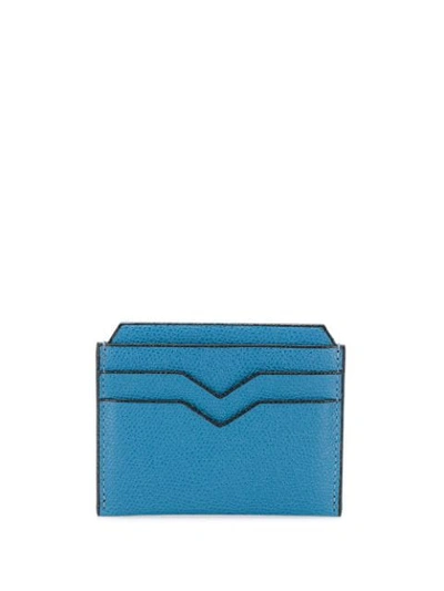 Valextra Pebbled Cardholder In Blue