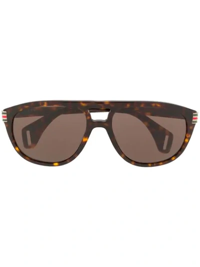 Gucci Aviator Style Sunglasses In 棕色