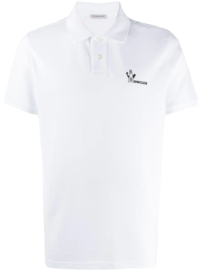 Moncler Logo Print Polo Shirt In White