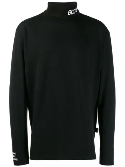 Gcds Embroidered-logo Roll Neck Jumper In Black