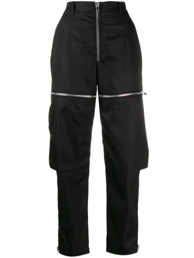 Prada Zipped Cargo Trousers In Black