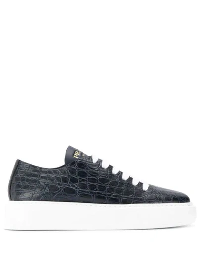 Prada Embossed Crocodile Effect Trainers In F0v41