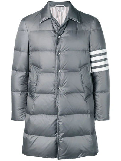 Shop Thom Browne 4-bar Matte Nylon Bal Collar Overcoat In Blue