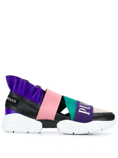 Emilio Pucci City Up Colourblock Ruffled Sneakers In A91 Viola