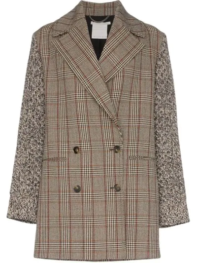 Stella Mccartney Double-breasted Checked Coat In Brown