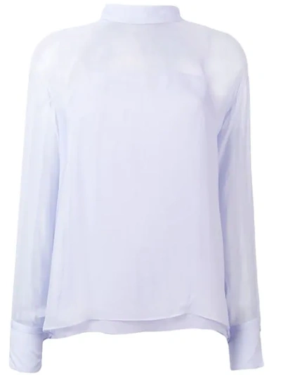 Emilio Pucci Lavender Tie-neck Silk Blouse In Blue