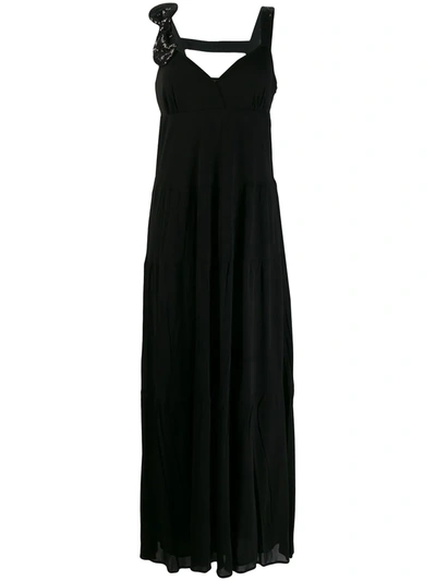 Cavalli Class Sequinned Bow Maxi Dress In Black