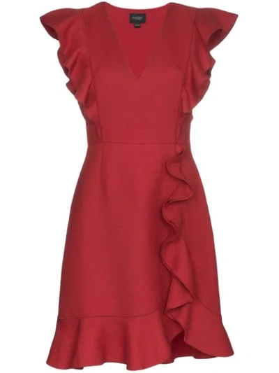 Giambattista Valli Ruffle Neck Mini Dress In Red