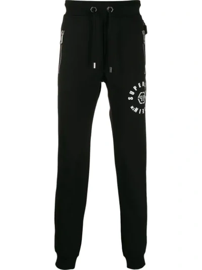 Philipp Plein Relaxed-fit Logo Track Trousers In Black