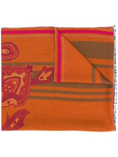 Etro Long Printed Scarf In Orange