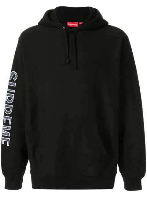 Supreme Sleeve Embroidery Hooded Sweat In Black | ModeSens