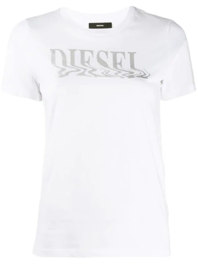 Diesel Metallic Foil Logo T-shirt In White