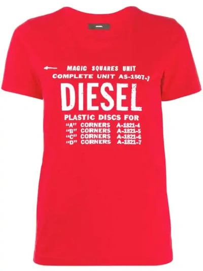 Diesel Faded Logo Print T-shirt In Red