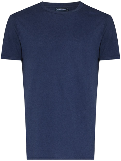 Frescobol Carioca Lucio Linen-blend T-shirt In Navy