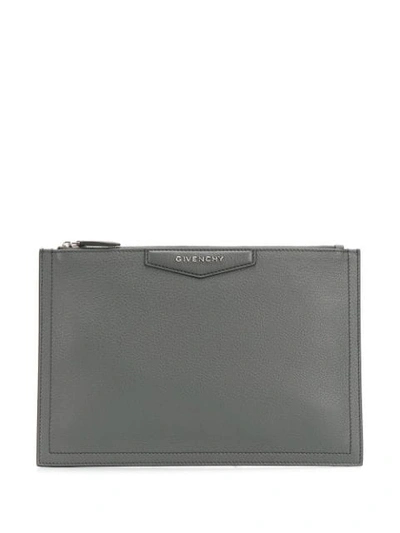 Givenchy Antigona Leather Clutch Bag In Grey