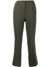 Alberto Biani Cropped Crepe Trousers In Green