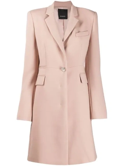 Pinko Fitted Single-breasted Coat In Neutrals