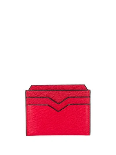 Valextra Textured Card Holder In Red