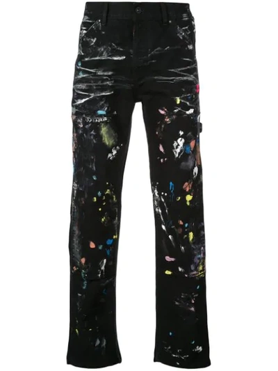 Off-white Paint-splattered Denim Jeans In Black