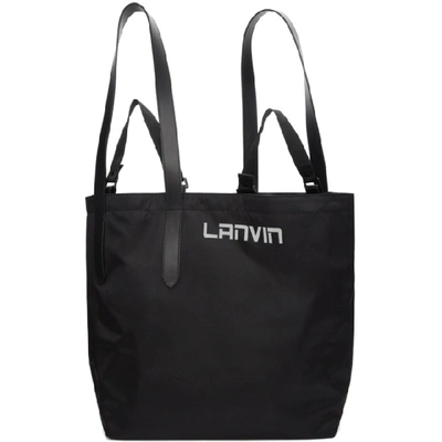 Lanvin Black Satin Twisted Shopper Tote In 10 Black