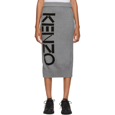 Kenzo Grey Sport Tube Mid-length Skirt In 93 Grey