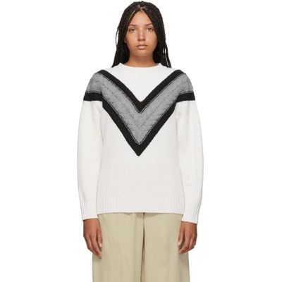 See By Chloé See By Chloe White And Grey Wool Cable Knit Sweater In Beige