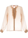 N°21 Ruffled Silk Shirt In Neutrals