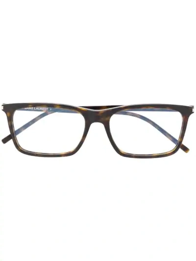 Saint Laurent Square Frame Glasses In Brown