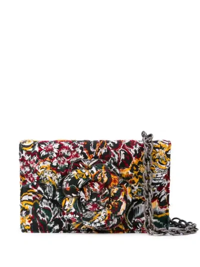 Oscar De La Renta Embroidered Floral Shape Bag In Multicolour