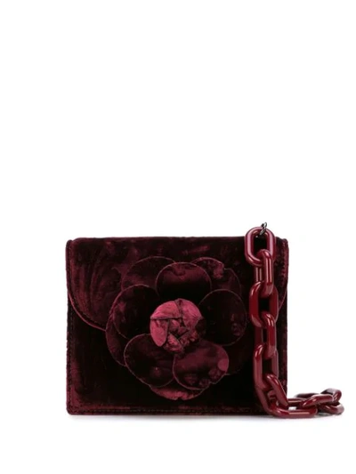Oscar De La Renta Floral Shape Tote Bag In Red