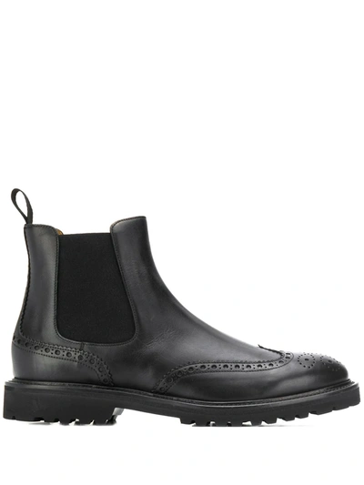 Scarosso Oliver Brogue Detailing Boots In Black