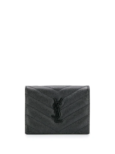 Saint Laurent Monogram Cardholder In Black