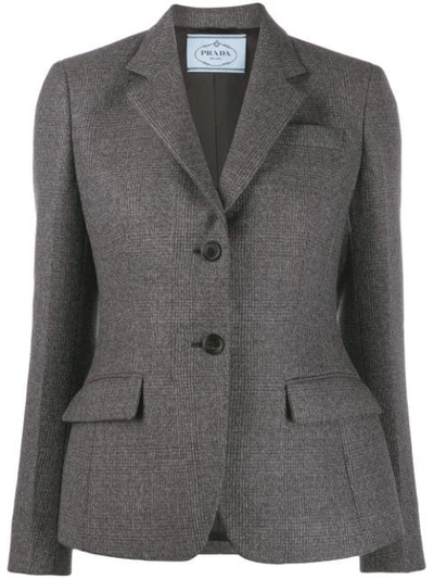 Prada Tweed Fitted Blazer In Grey