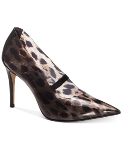 Vince Camuto Anessta Leopard Print Clear Pointy Toe Pump In Black Leopard Multi