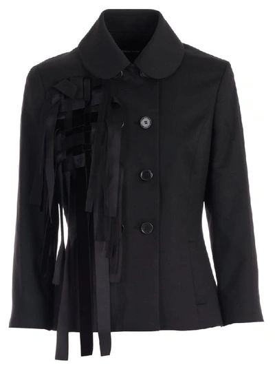 Simone Rocha Blazer Cloth W/fringes In Black