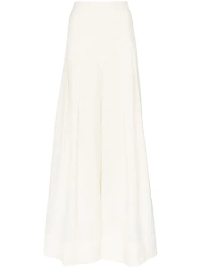 Jacquemus High-waisted Wide Leg Pleated Trousers In White