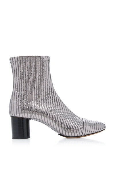 Isabel Marant Datsy Metallic Crinkled Stretch-leather Sock Boots In Silver