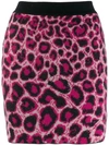 Alberta Ferretti Leopard Print Knit Skirt In Fuchsia