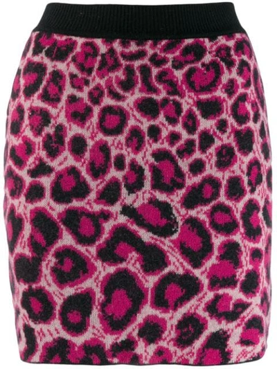 Alberta Ferretti Leopard Print Knit Skirt In Fuchsia