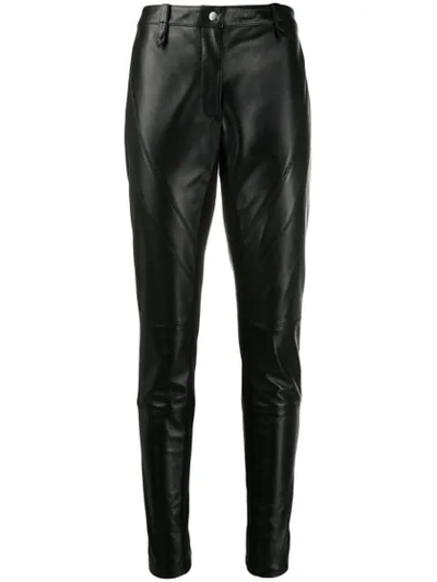Alberta Ferretti Nappa Leather Stretch Skinny Pants In Black