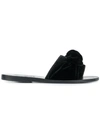 Ancient Greek Sandals Taygete Bow-embellished Velvet And Leather Slides In Black