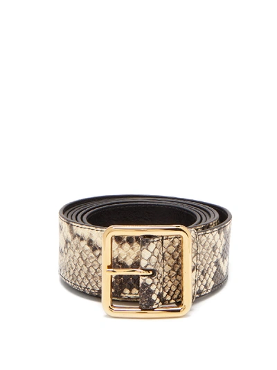 Alexander Mcqueen Extra-long Python-effect Leather Belt In Roccia