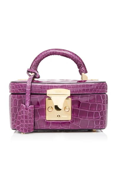 Stalvey Exclusive Alligator Mini Beauty Case In Fuchsia