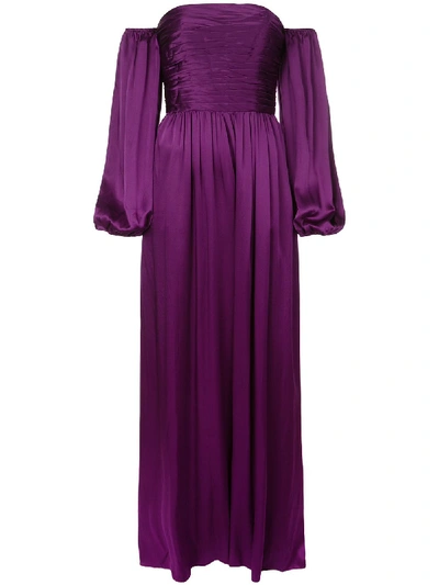 Amur Ollie Off-the-shoulder Wide-leg Silk Jumpsuit In Purple