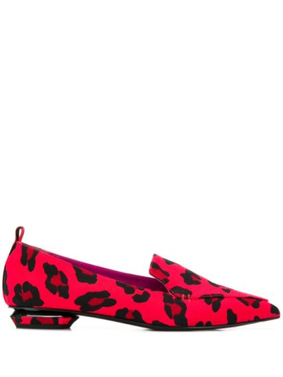Nicholas Kirkwood Beya Leopard-print Point-toe Loafers In Red